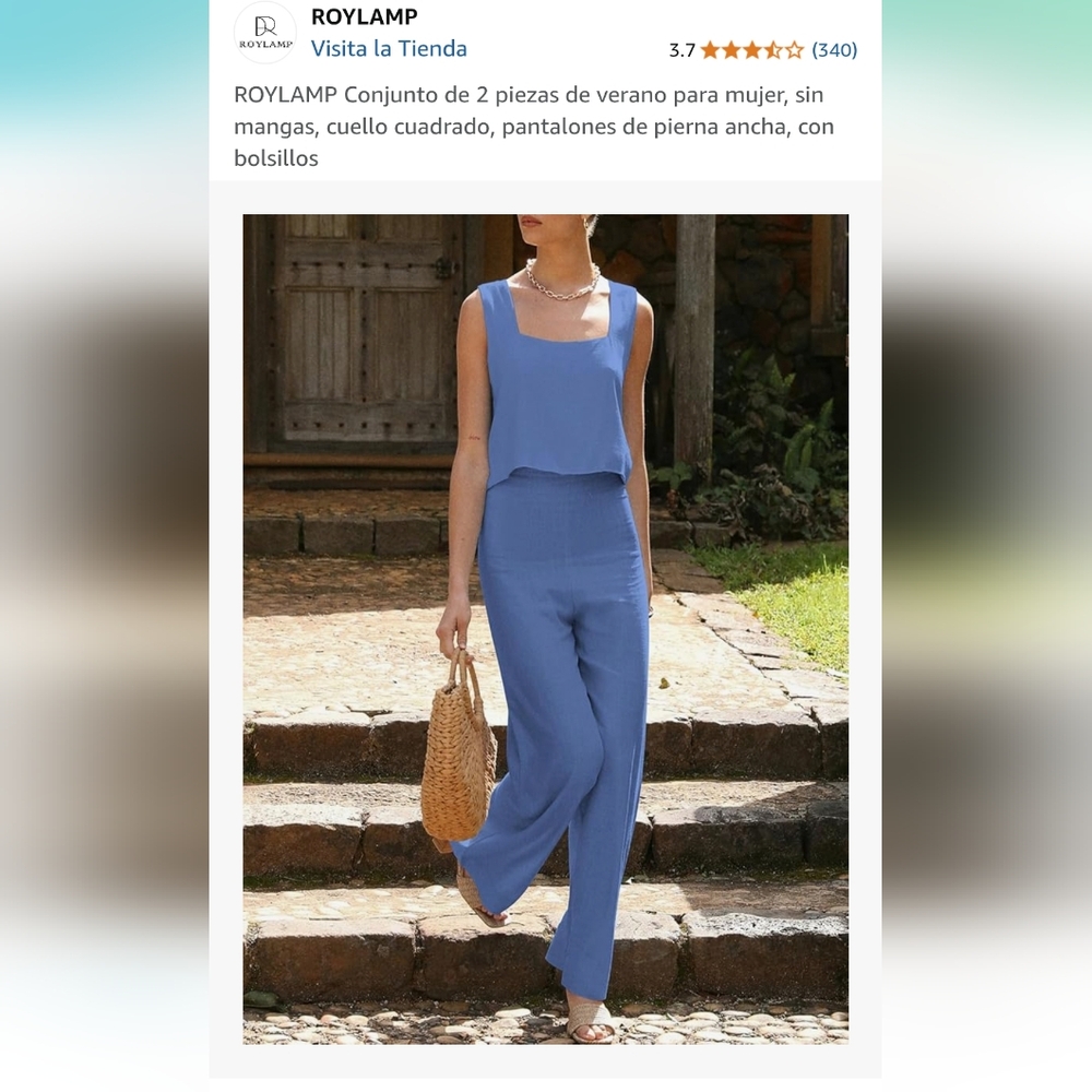 Blue Sleeveless Jumpsuit with Straight-Leg Silhouette